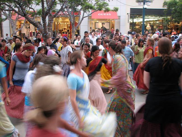 Devotees chanting Hare Krishna on the streets